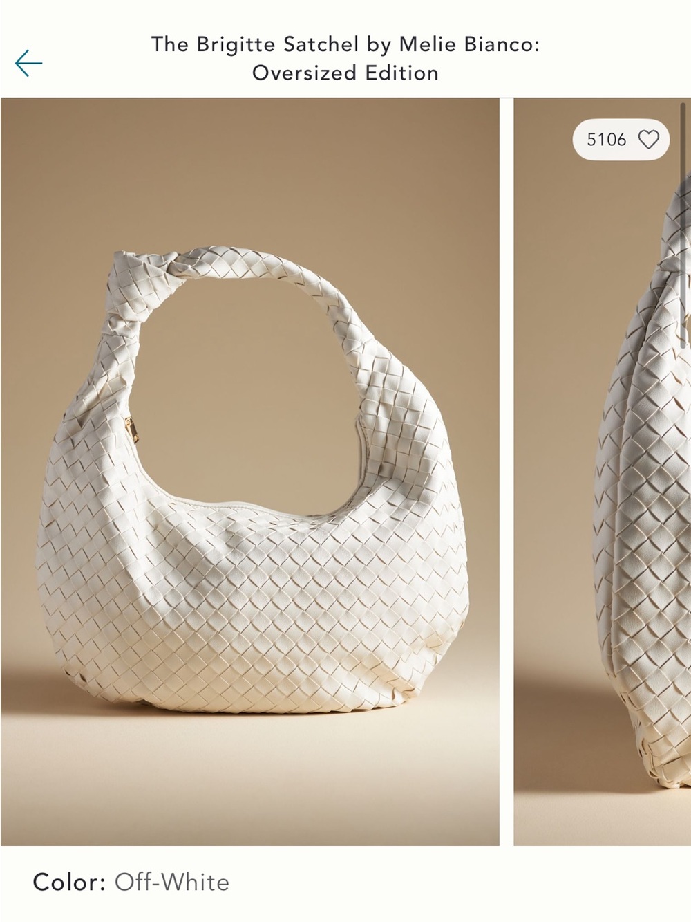 Melie Biianco Brigitte Woven Hobo - Off-White